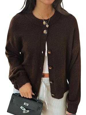 Womens Cropped Button Up Cardigan Sweater Y2k Chunky Knit Coat Fall Winter Casual Trendy Fashion Clothes 2026