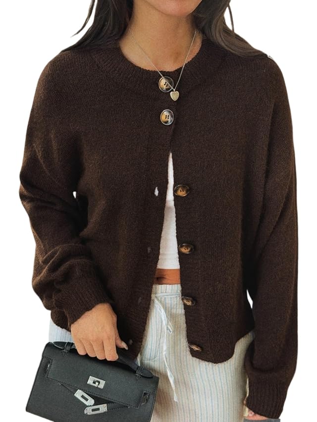 Womens Cropped Button Up Cardigan Sweater Y2k Chunky Knit Coat Fall Winter Casual Trendy Fashion Clothes 2026