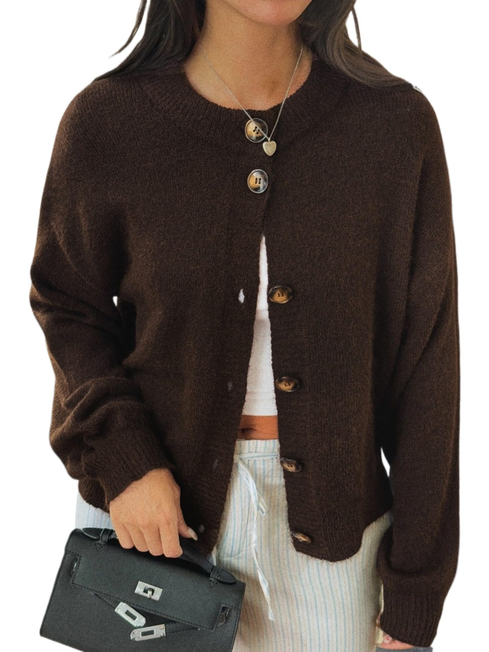Womens Cropped Button Up Cardigan Sweater Y2k Chunky Knit Coat Fall Winter Casual Trendy Fashion Clothes 2026