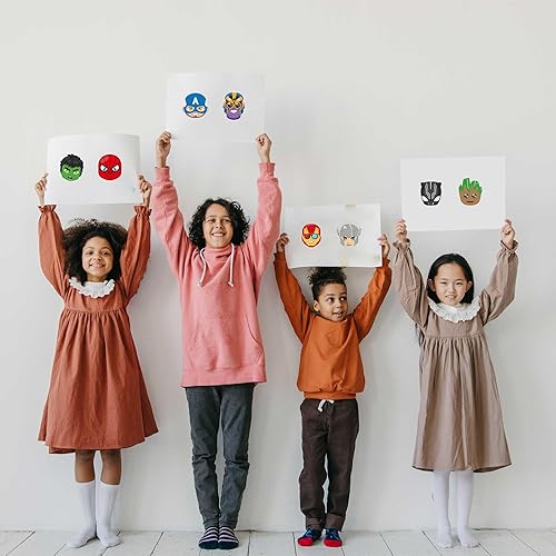 Miniatura 6 de 24 hojas para hacer tus propias calcomanías para niños pequeños, haz una calcomanía de cara de superhéroe para niños, recuerdos de fiesta de