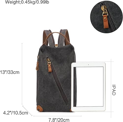 Miniatura 2 de KL928 Bolso bandolera pequeño Mochila cruzada de lona para el hombro, mochila casual para hombres y mujeres, negro (6887-canvas-black), Mochilas