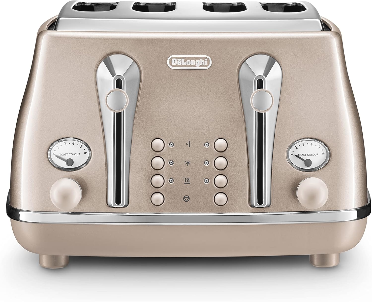 De'Longhi Icona Metallics CTOT4003. BG, 4 Slot Toaster with Reheat