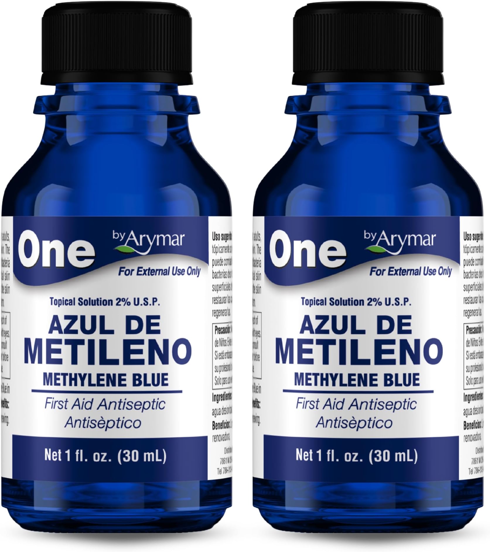 Arymar Methylene Blue Antiseptic Solution 1 oz, Topical Antiseptic for Minor Cuts and Scrapes Pack of 2