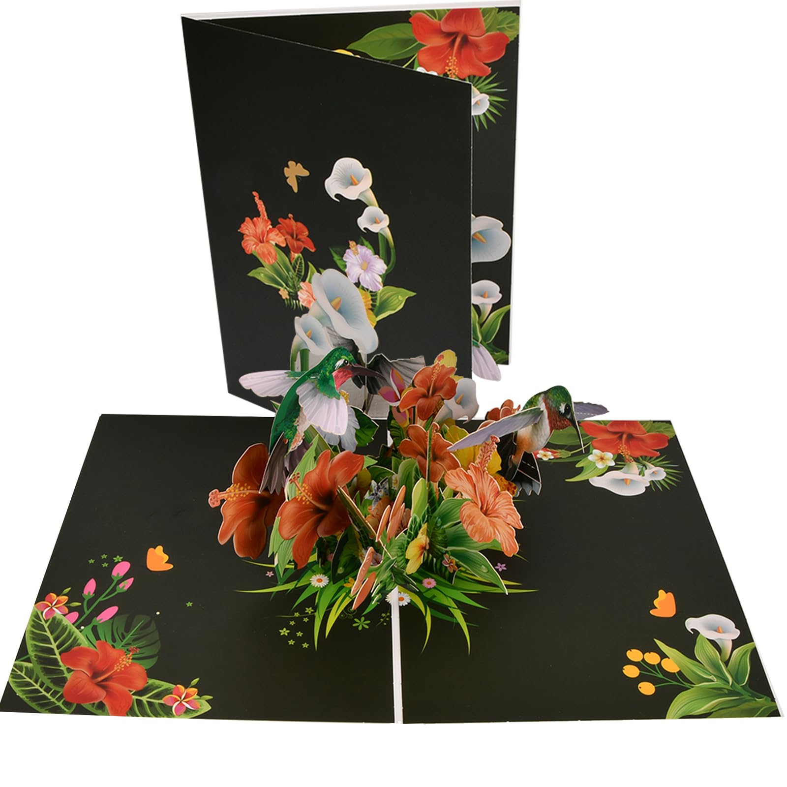 Pop Up Greeting Cards, Handmade Floral Hummingbird Birthday Card