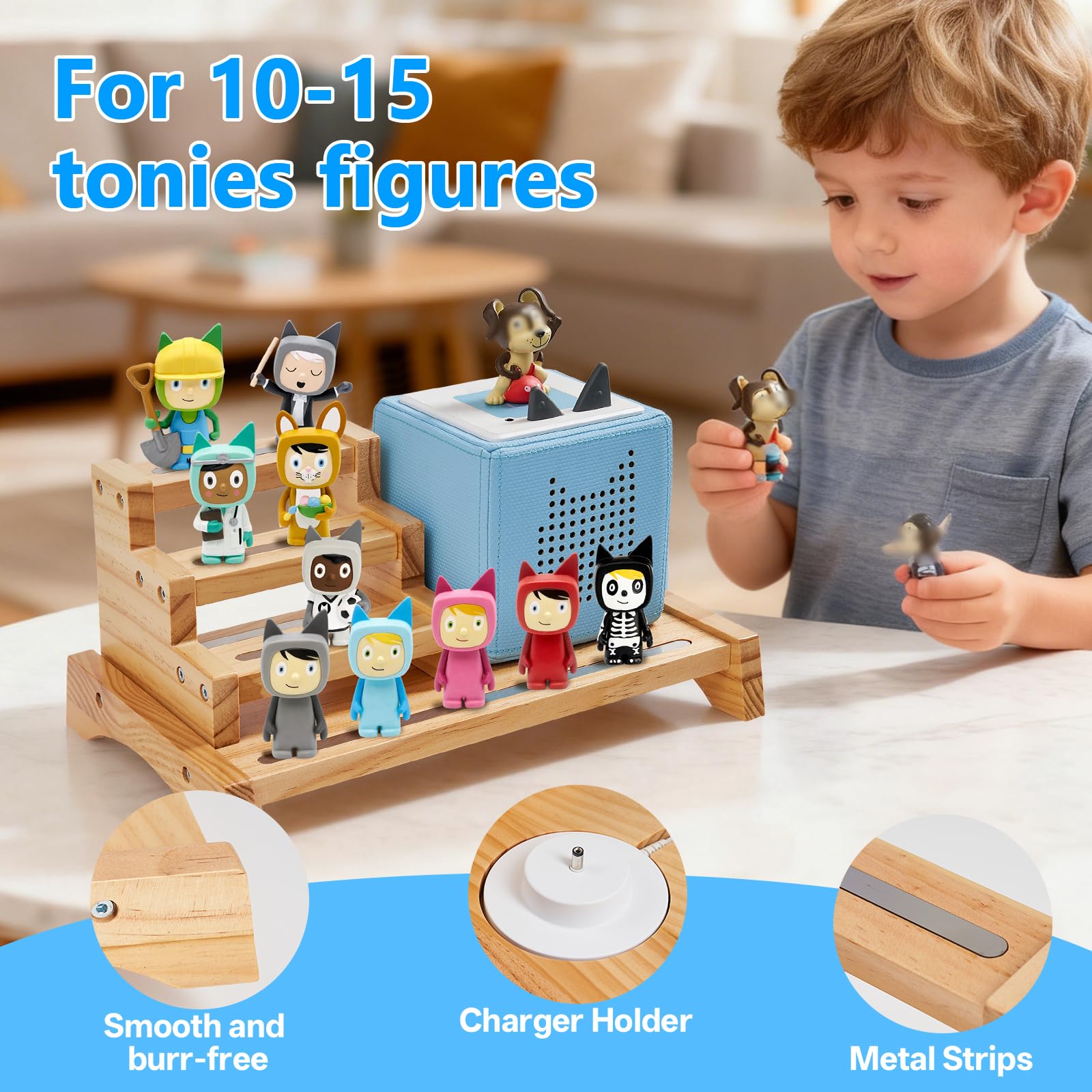 für 3-Tier Toniesbox Regal, Massiv Kiefernholz Tonie Regal Mädchen Kompatibel mit Toniesbox 1 und Toniesbox 2 Für 10-15 Tonies-Figuren Charaktere Desktop Anzeige Aufbewahrungsrack Für Kinderzimmer