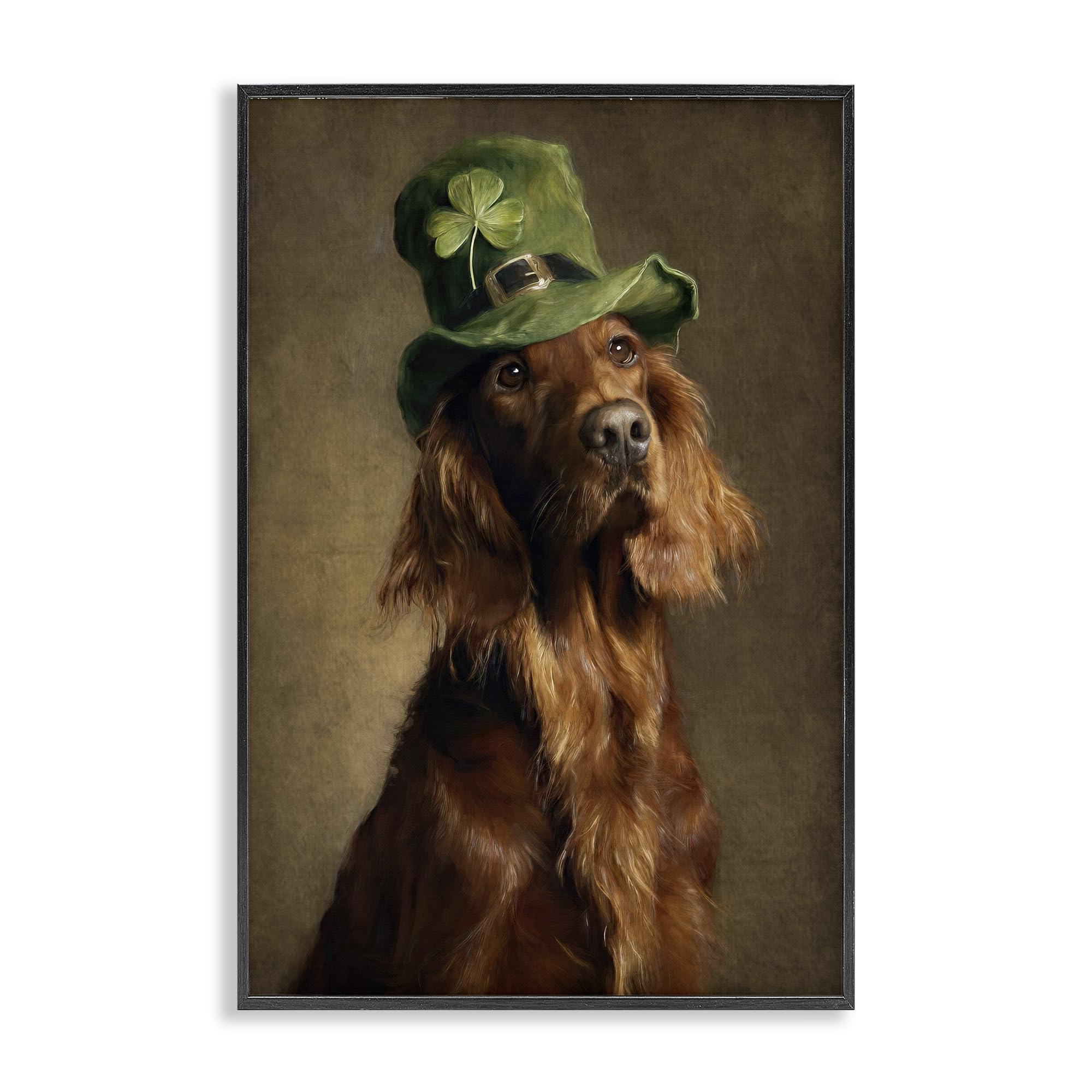 Stupell Industries Midnight Black (Textured) 'The Irish Setter Portrait'| Framed Giclee Art