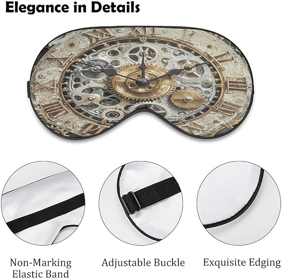 Steampunk Gears Clock Eye Mask, Adjustable Strip, Blocks Light Sleep Mask, Sleep Eye Mask for Night Sleeping Travel Nap 8.1 * 4.1 Inches