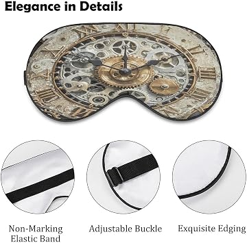 Steampunk Gears Clock Eye Mask, Adjustable Strip, Blocks Light Sleep Mask, Sleep Eye Mask for Night Sleeping Travel Nap 8.1 * 4.1 Inches