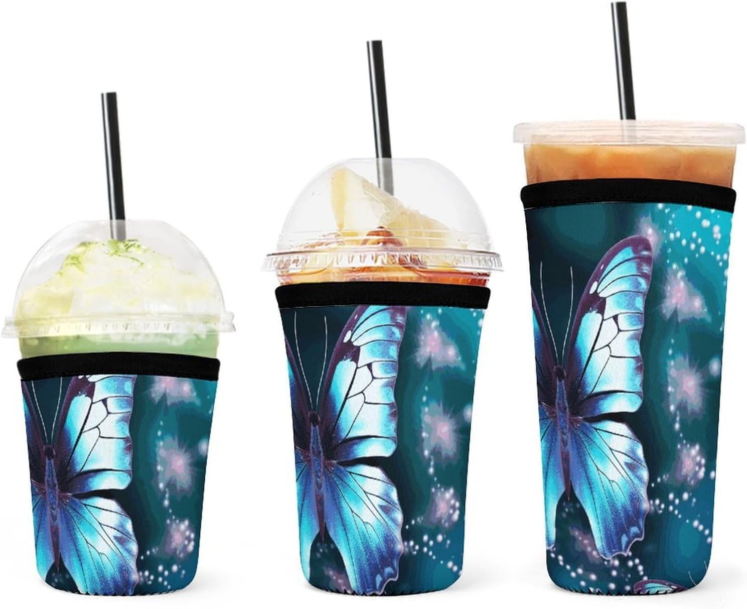 3 Pack Neoprene Cup Sleeves, Stretchy Reusable Drink Cup Cover Universal