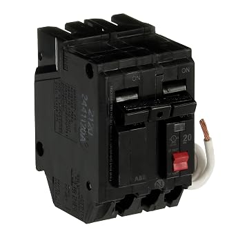 ABB Q-Line THQL2120GFT 20A Double Pole Circuit Breaker 20 Amp Double Pole Ground Fault Breaker with Self-Test 120/240 VAC 2-Pole GFCI Breaker Ground Fault Circuit Interrupter