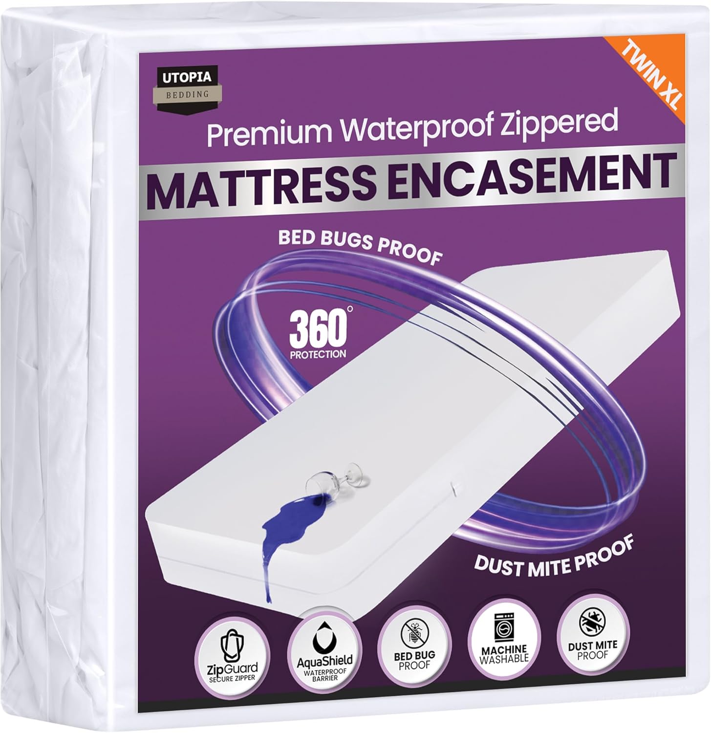 Utopia Bedding Premium Waterproof Bed Bug Mattress Cover, Twin XL Zippered Mattress Protector, 8 Inches Deep, Dust Mite Proof 6-Sided Mattress Encasement for Bed - Image 9