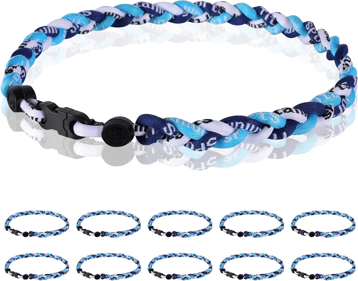 12 Pack Baseball Necklace 18inch, Team Gift for Baseball Funs, Three Braided Titanium Tornado Rope Design, with Muti - Color for Pick