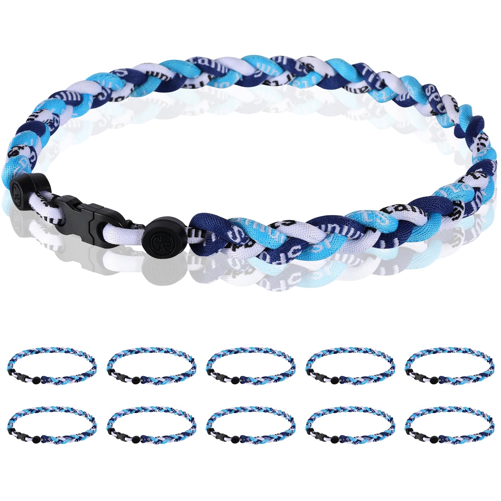 12 Pack Baseball Necklace 18inch, Team Gift for Baseball Funs, Three Braided Titanium Tornado Rope Design, with Muti - Color for Pick
