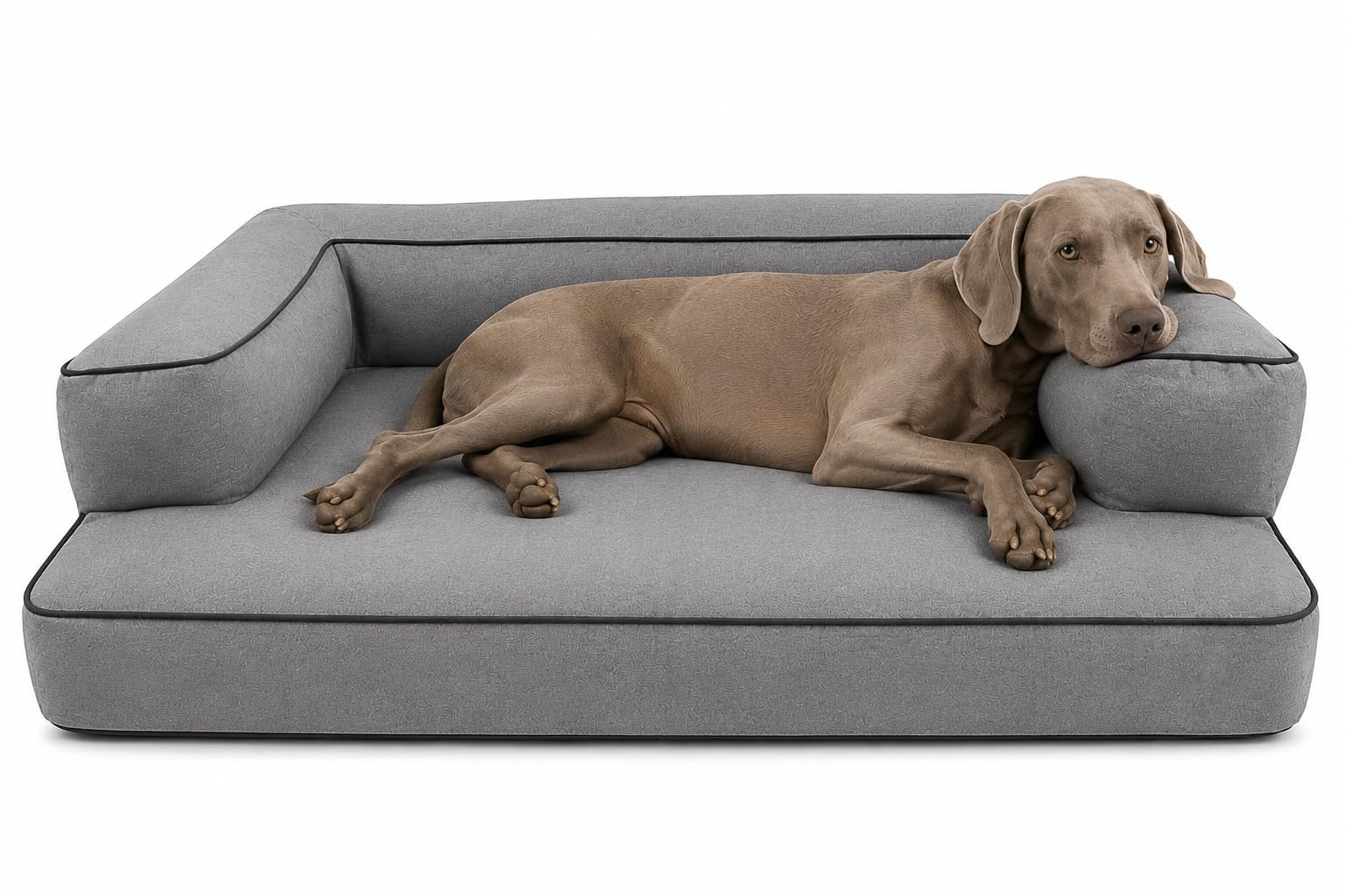 Sofá Ortopédico para Perros Grandes – Cama para Mascotas con Funda Lavable y Extraíble, Base Antideslizante y Relleno Confort | 115x70x15 cm (Gris)