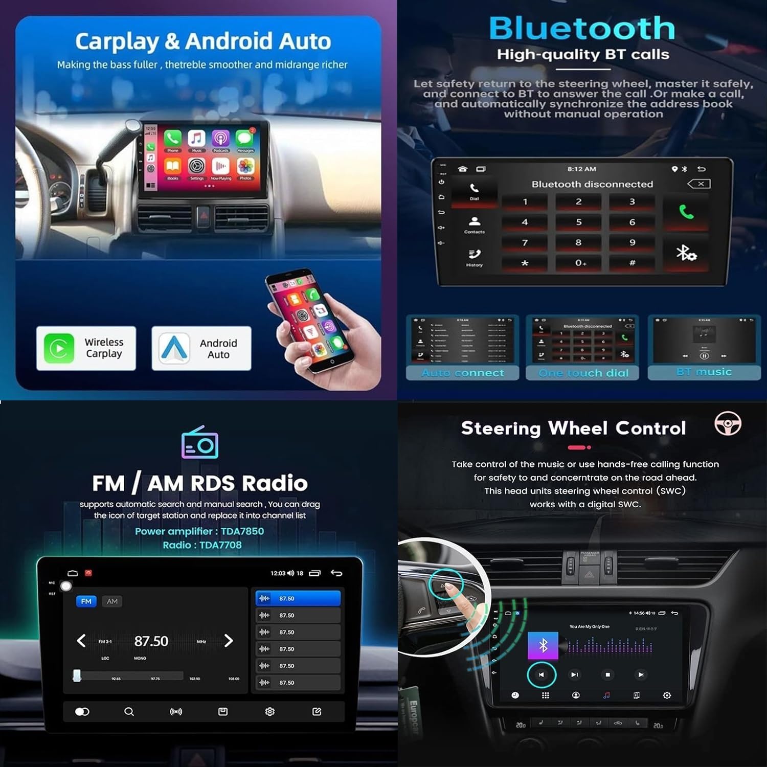 Autoradio Android 12 Per Ford Fiesta Mk5 2002-2008 - 9" Touchscreen, CarPlay, GPS, DAB+