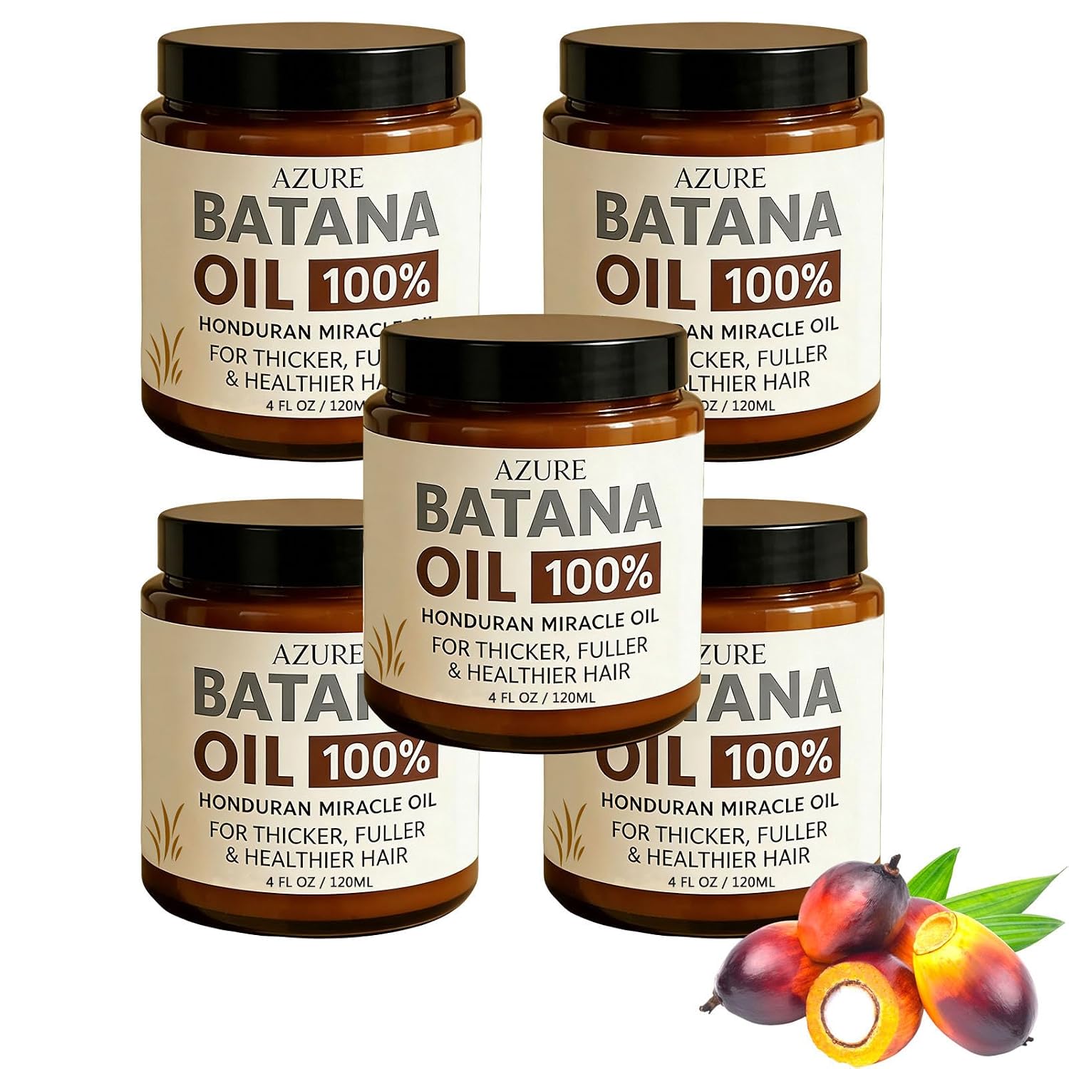 Azure Batana Oil for Hair Growth – Honduran Miracle Oil Organic, 100% Pure, Hydrating Oil for Thicker, Stronger Hair and Scalp Health, 4 Fl Oz (1PC)