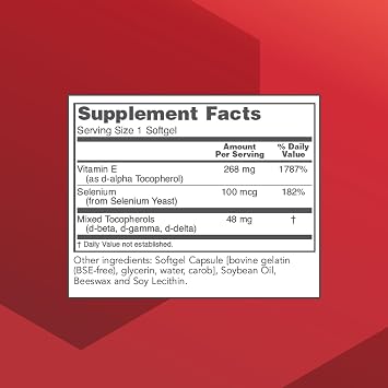 PROTOCOL FOR LIFE BALANCE E-400 268 (400 IU) - Vitamin E Softgels - Antioxidants Supplement with Selenium - d-Alpha with Mixed Tocopherols - Dairy Free & Halal - 120 Softgels