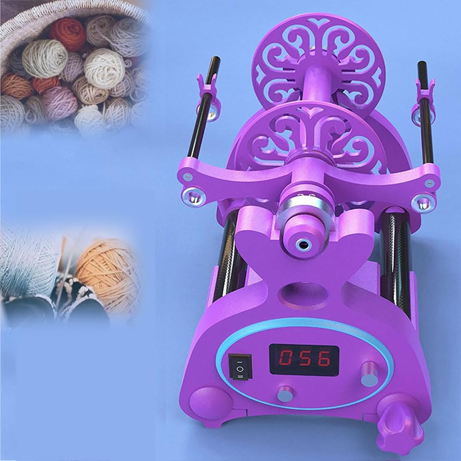 Yarn Wool Ball Winder, Yarn Fiber String Ball Wool Winder Machines with Digital Display, Spool: 4+oz (120G)/8+oz (240G)/Feed Port 14MM, for Weaving Blending Roving