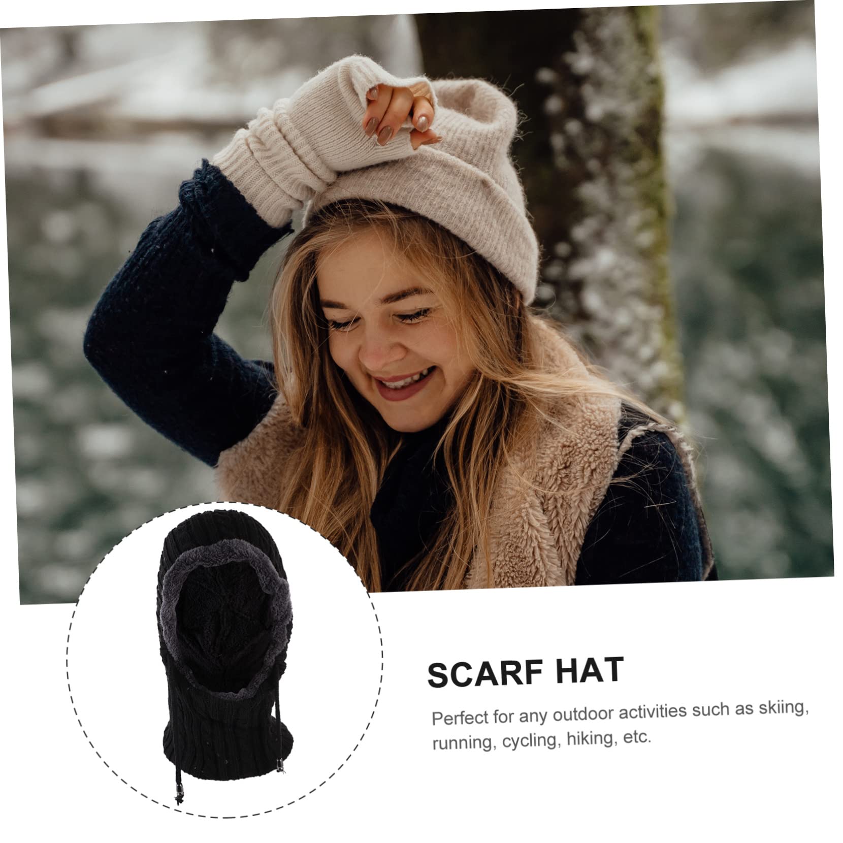 Gorro Calentador Negro Cuello para Invierno de Felpa | Uso Exterior y Esquí, Diseño Simple y Portátil, Elasticidad Ligera, Fácil de Lavar y Secar
