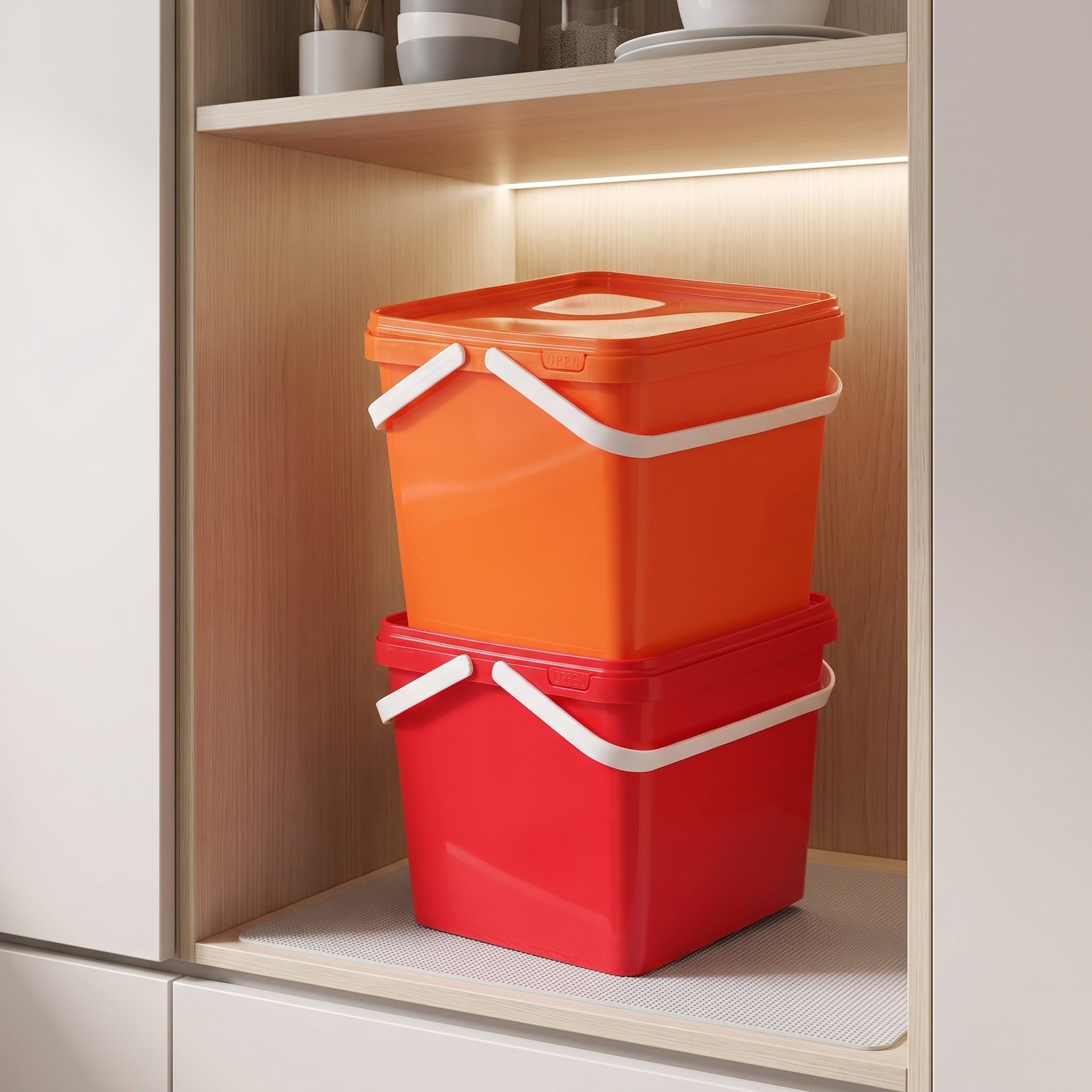 VICASKY Set di 4 secchi per alimenti con coperchio, capacità 1,3 galloni,