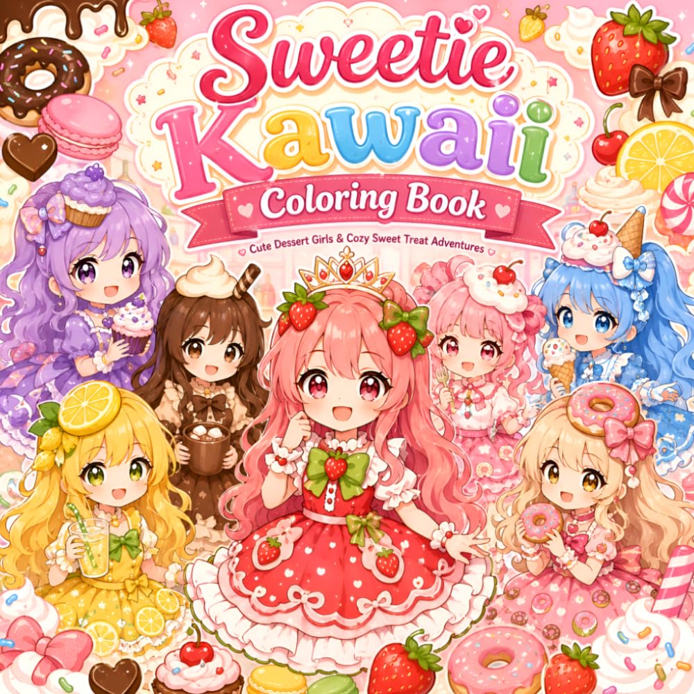 Sweetie Kawaii Coloring Book: 25 Cozy Dessert Princesses, Candy Cuties & Sweet Treat Girls to Color