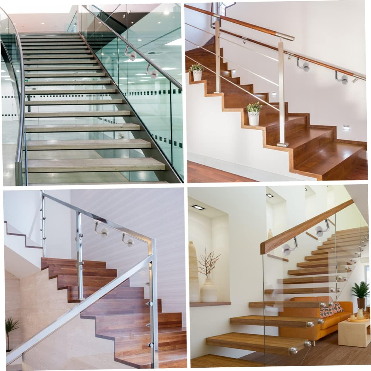 5pcs Handrail Bracket Stainless Steel Stairway Deck Spacers Handrail Support Bracket for Indoor Stairs