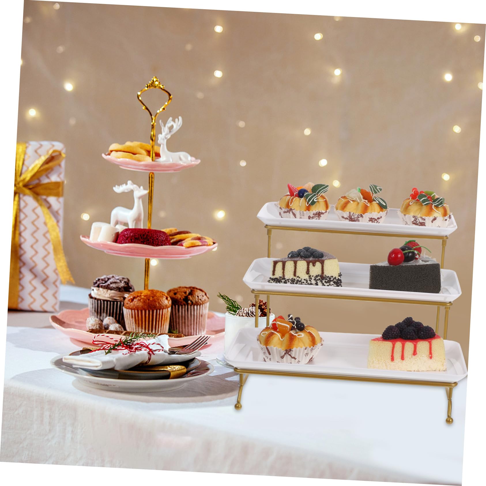 Soporte para bandeja de servir europeo, ligero, para cupcakes, frutas, postres, expositor estable para bodas, fiestas y eventos.