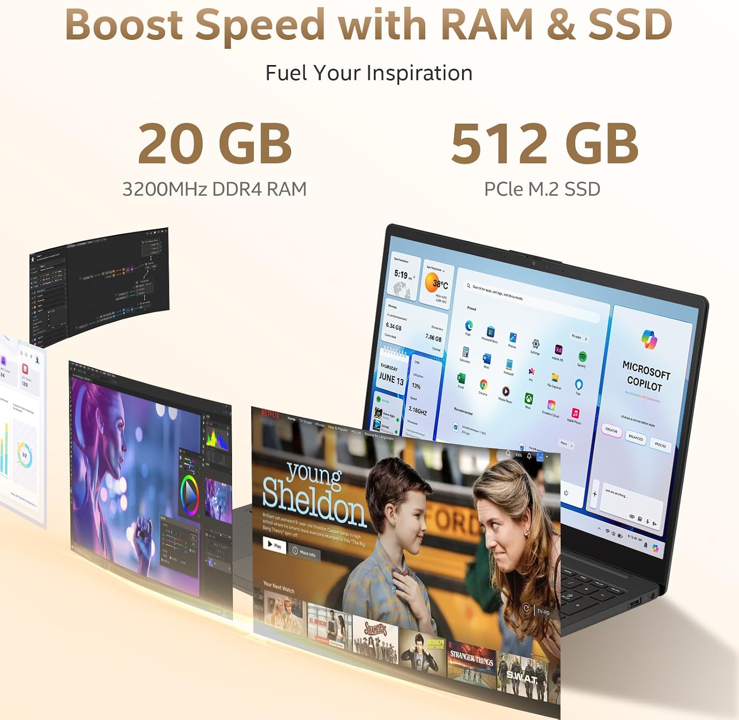 HP Flagship Business Laptop, 15.6" FHD IPS Display, AMD Ryzen 7 7730U, 20GB RAM, 512GB PCle SSD, Windows 11 Pro, Copilot AI, WiFi 6, Bluetooth, Numeric Keyboard, with Patented Accessories, Black image 4