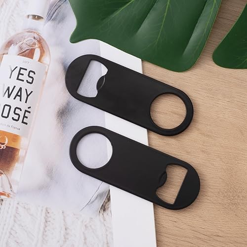 Miniatura 7 de 2 abrebotellas planos, abridor de botellas manual portátil, abridor de tapas de acero inoxidable para cocina, restaurante, bar, fiesta, color negro