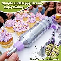 Vista 3 de FANTEXY Kit de jeringa de decoración de postres con 6 puntas de glaseado para decoración de pasteles, kit de decoración de cupcakes de acero