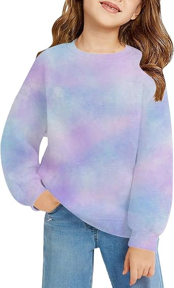 Cute Sweatshirt for Teens Girls Tie Dye Pullover Top Kids School Preppy Sweatshirts Trendy Long Sleeve Oversized Hoodie