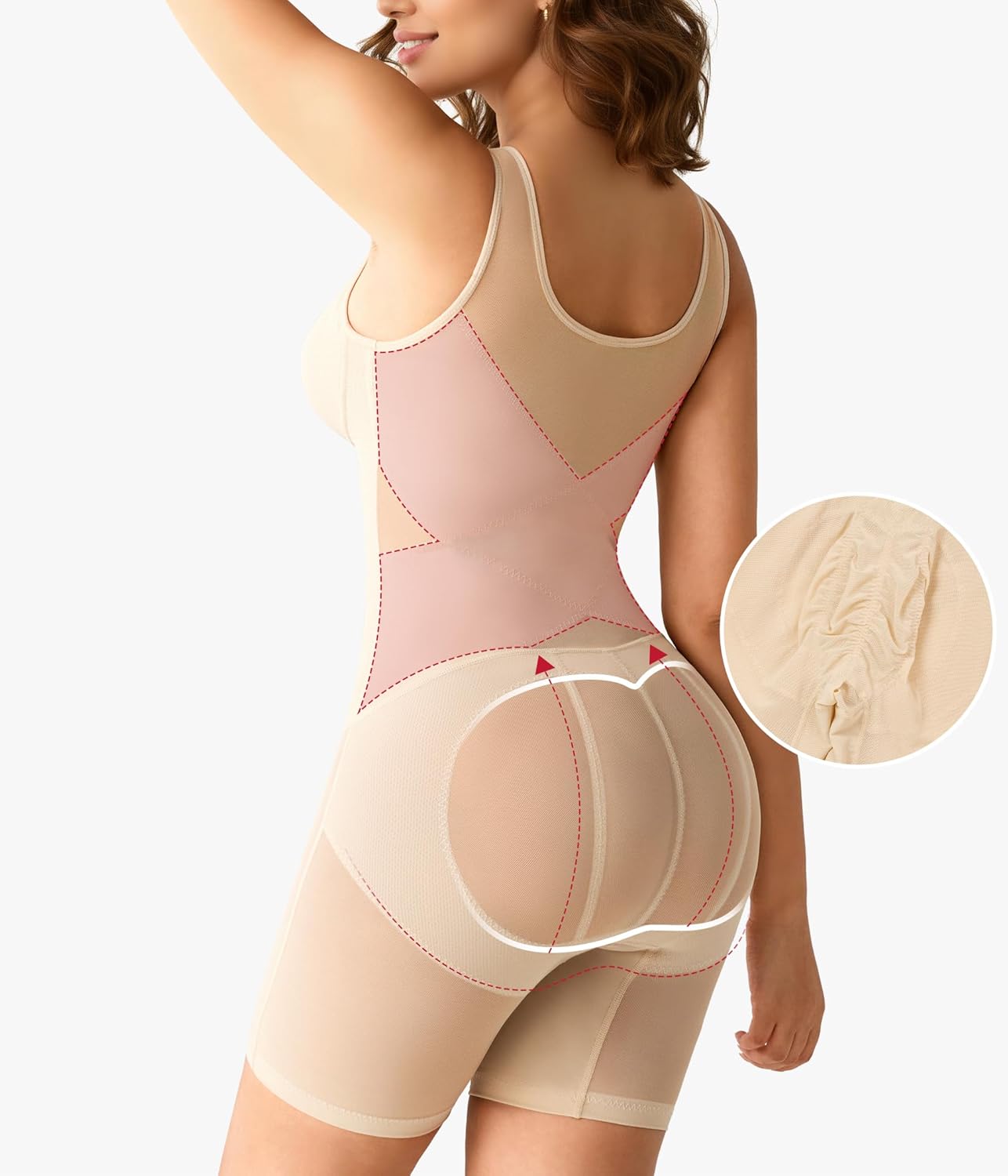 Nebility Women's Shapewear Bodysuit - V Neck Full Body Shapewear Faja Body Shaper Tummy Control Body Suit Butt Lifter - Image 2