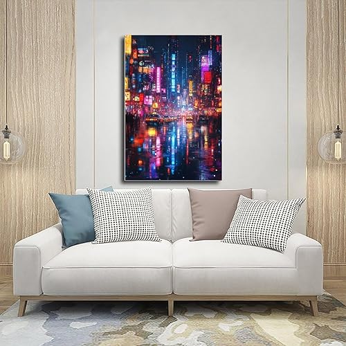 Miniatura 5 de XAHOR Futuristic Cyber Retro Pop Print  Neon Light Inspired Wall Decor  Unique Urban Art Poster for Room Aesthetics Canvas Wall Art Poster And Print