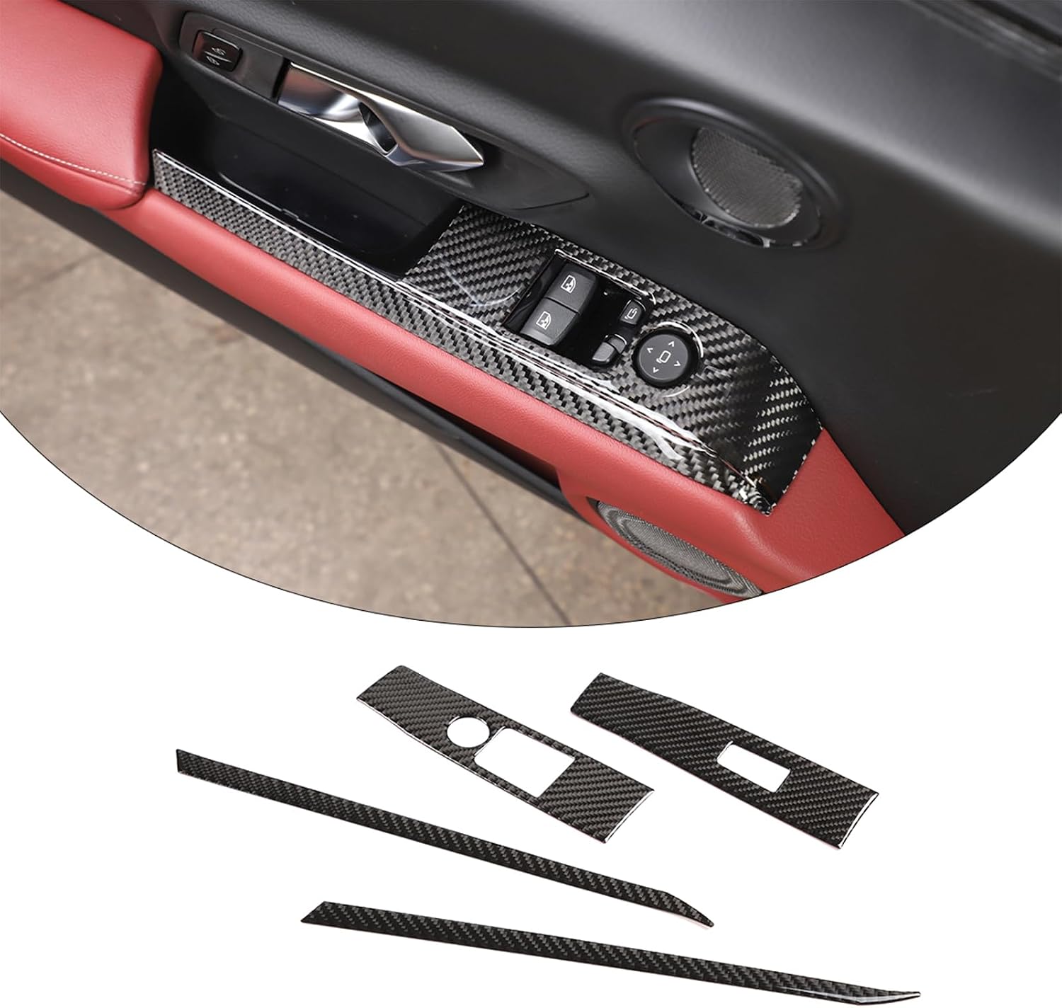 Soft Carbon Fiber Car Look Interior Door armrest Window Switch Panel Sticker Trim Fit for Toyota Supra GR A90 A91 MK5 2019 2020 2021 2022 2023 2024 2025 2026+ LHD (Black Carbon Fiber)