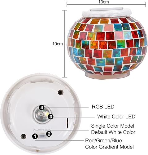 Miniatura 5 de Luz solar de mosaico que cambia de color, luces LED de jardín, luces solares de mesa para exteriores, impermeables, luces nocturnas solares para