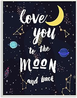 Stupell Industries Love to the Moon Motivational Phrase Outer Space Constellations, Design by Amanda Murray
