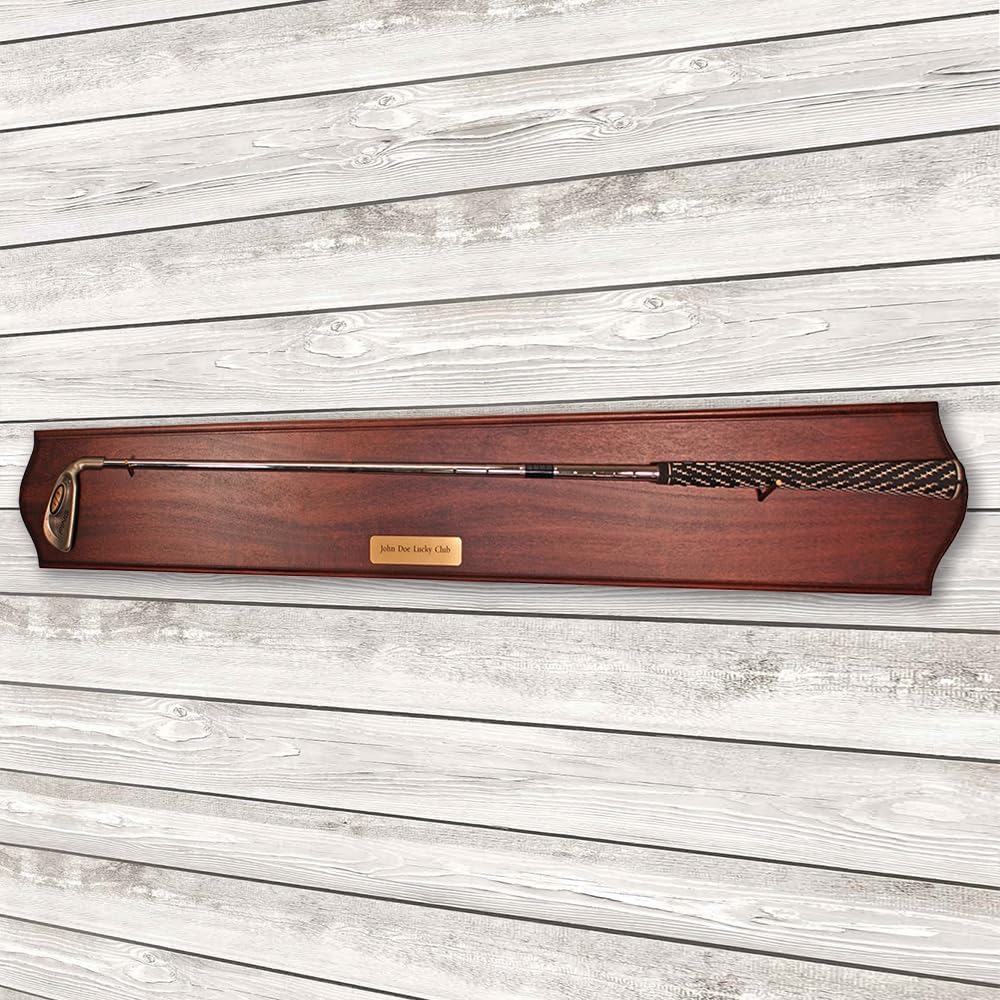 Premium Golf Club Wall Mount | 1 Club Capacity Fits Iron, Putter, or Wood | Perfect Display Rack for Antique or Vintage Golf Clubs | Solid Hardwood Cherry Finish