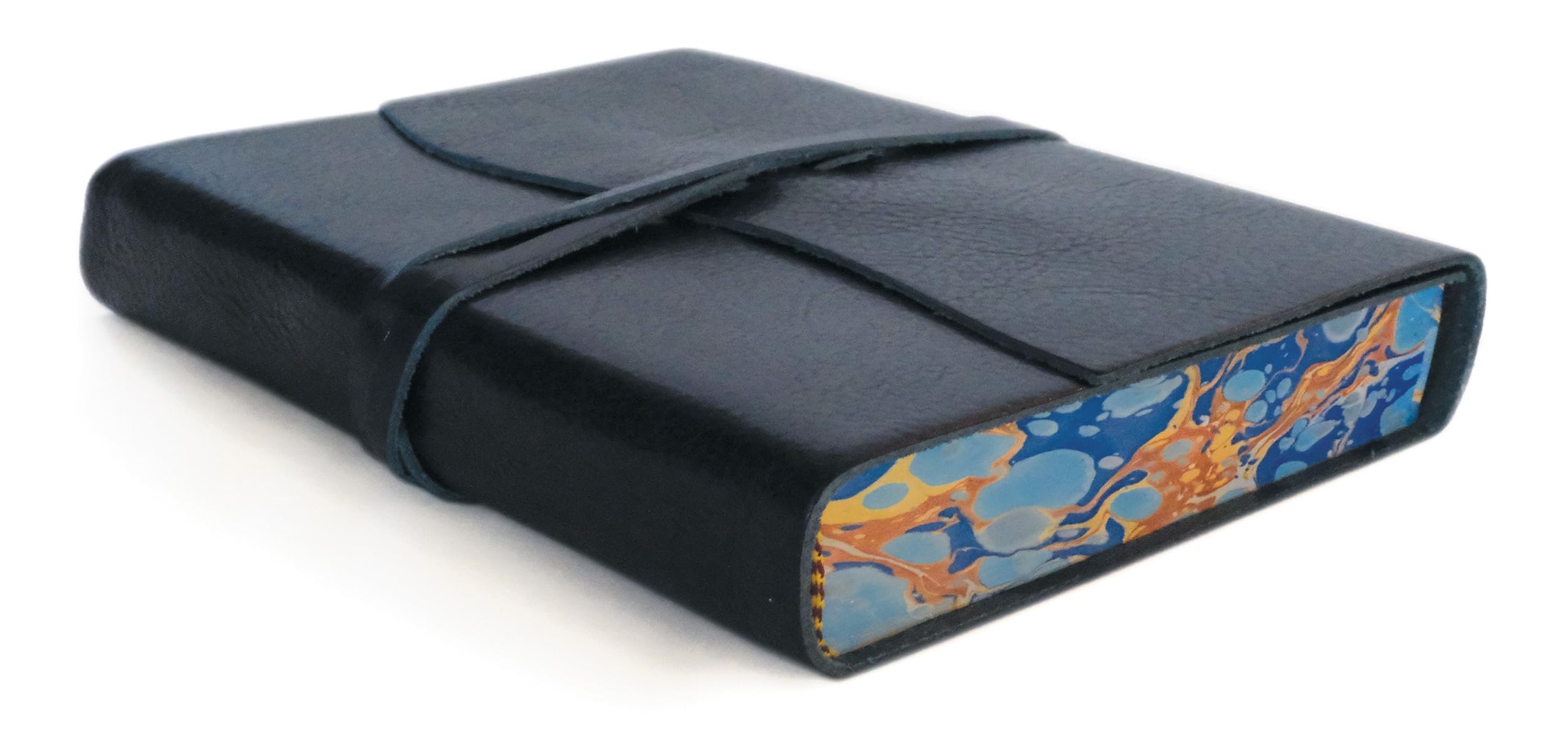 Cavallini Roma Lussa Leather Journal, 6x8 inch, Hand Made in Italy, Blue