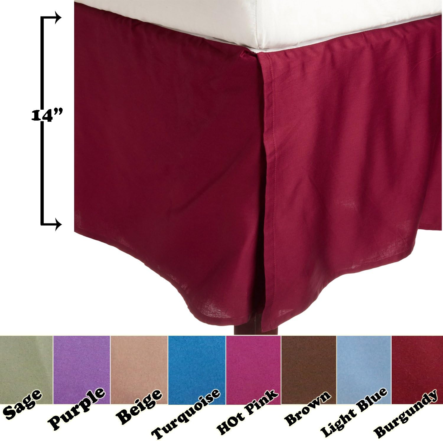 Turquoise Pleated Microfiber Bed Skirts 14" Drop Solid