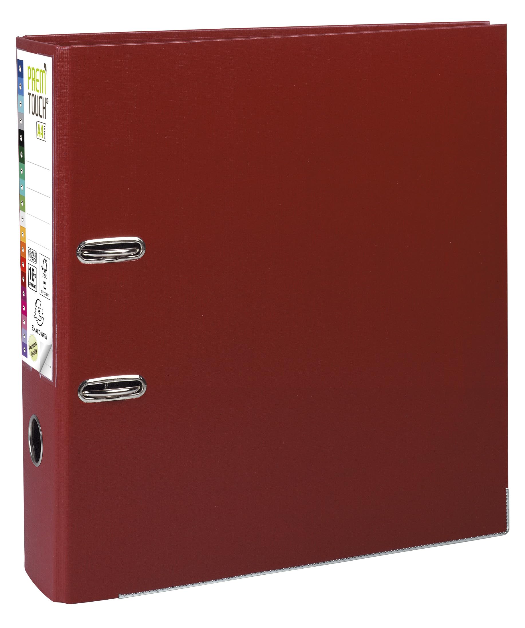 Exacompta - Réf. 53304E - Carton de 10 classeurs à levier A4 MAXI Prem'Touch - Dos 80 mm - Mécanique 80 mm - Dimensions extérieures : 32 x 30 x 8 cm - Format à classer A4 Maxi -- Coloris : Bordeaux