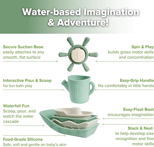 Miniatura 4 de Haakaa Juguetes náuticos de baño de silicona para bebés, juguetes de baño apilables de silicona de grado alimenticio para bañeras, piscinasplayas,