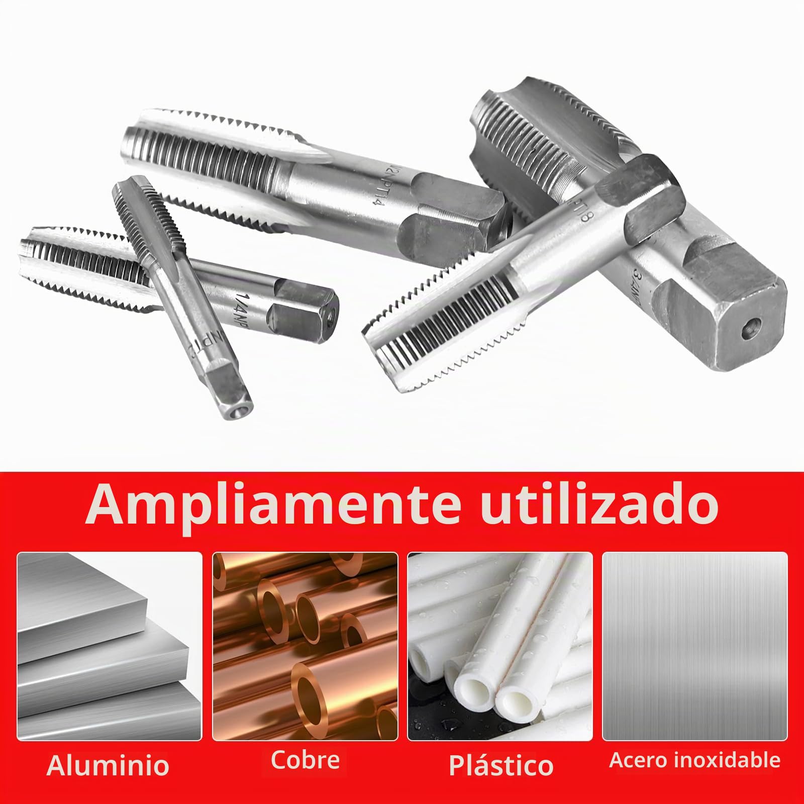 Juego de 5 brocas de rosca de tubo BSP, 1/8 pulgadas, 1/4 pulgadas, 3/8 pulgadas, 1/2 pulgadas, 3/4 pulgadas Juego de brocas de rosca BSP de acero al carbono para roscas precisas Varias
