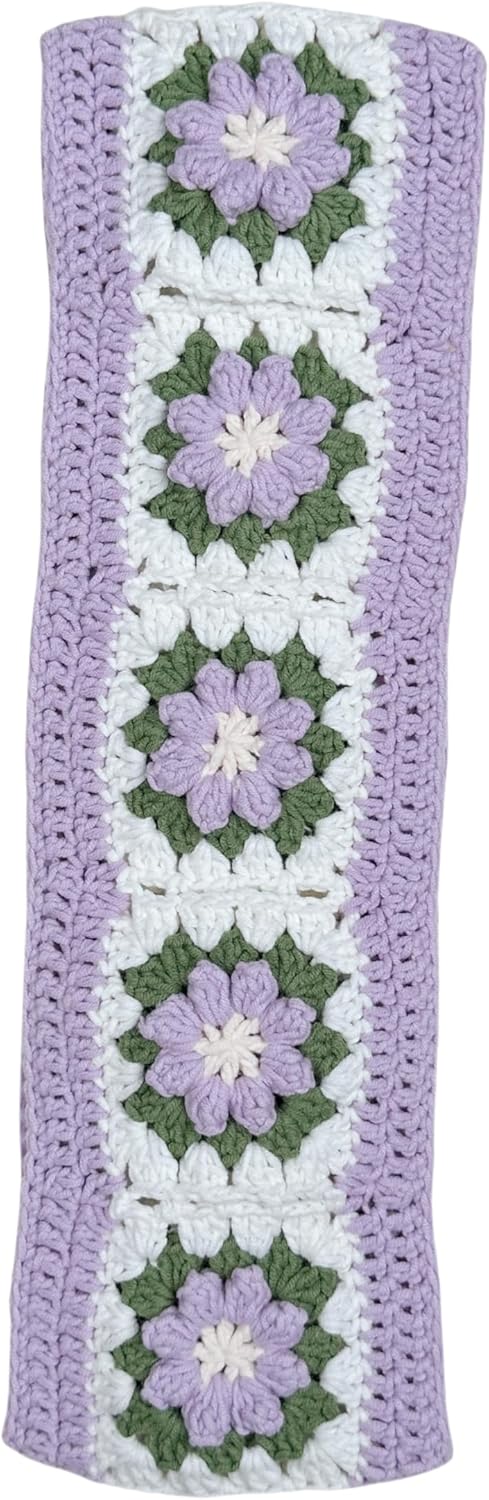 Handmade Crochet Green and Purple Flower Steering Wheel Covers Universal 14-15 inch for Women and Men,New Car Gift,Handmade Gift,Gift for her