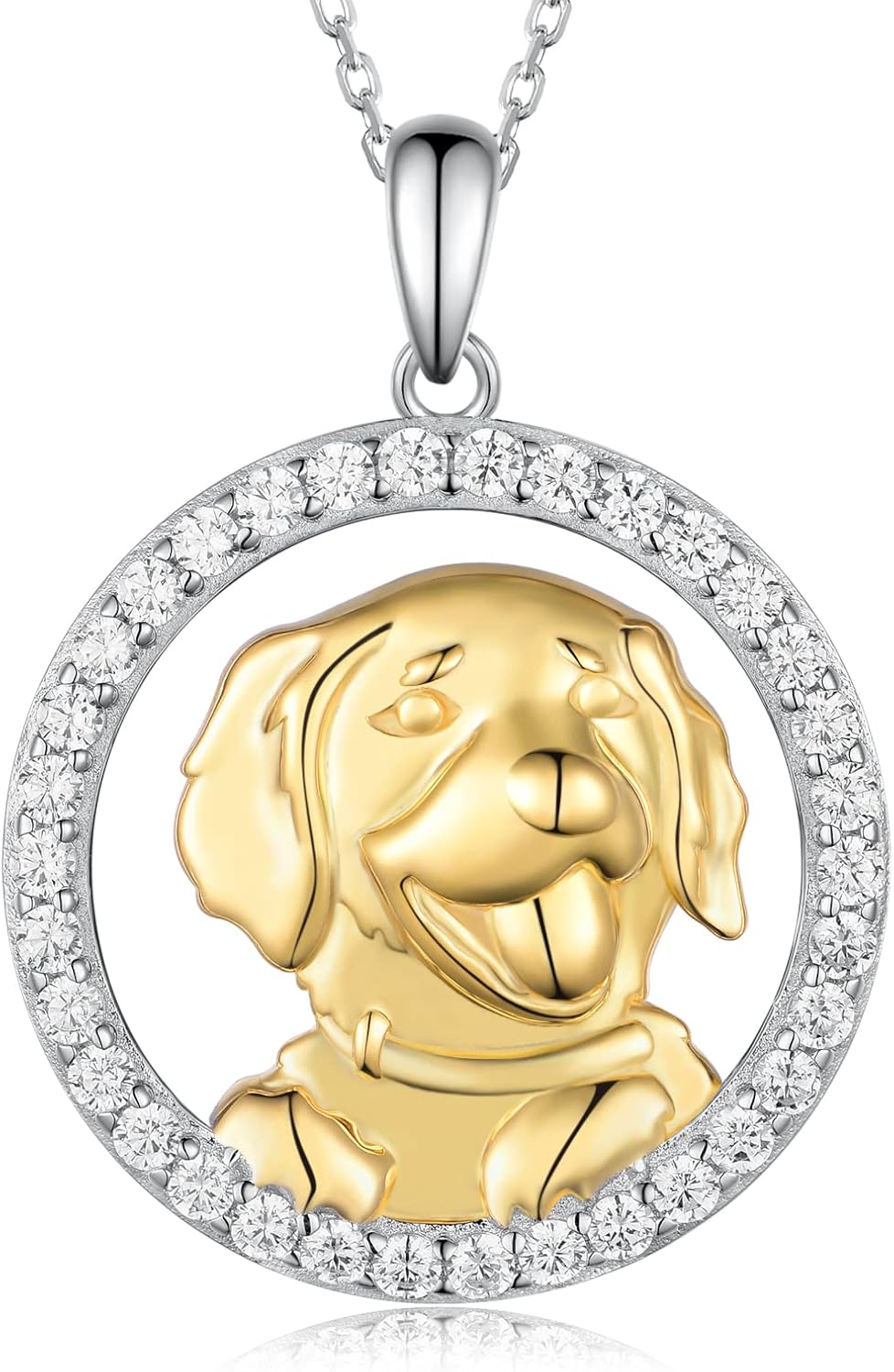 Golden Retriever Dog Necklace 925 Sterling Silver Dog Pendant Jewerly Puppy Necklace for Dog lover Women Birthday Gifts