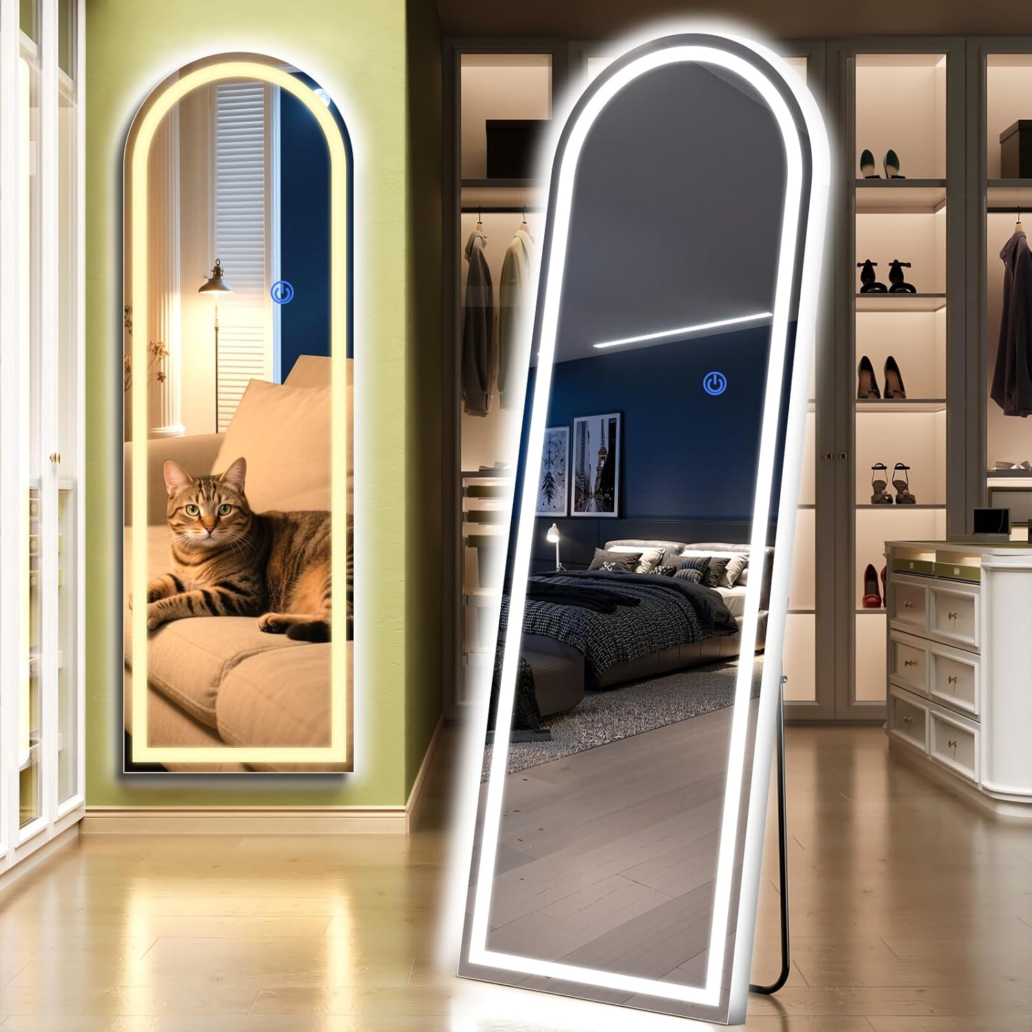 Espejo de Pie con Luces LED, Arco, 160 cm x 50.8 cm
