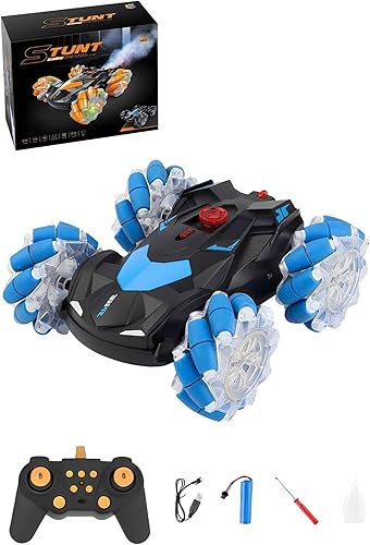 Auto de control remoto giratorio de 360 4WD con luces, juguete eléctrico de carreras de 2.4 GHz, adecuado para múltiples terrenos para niños y niñas