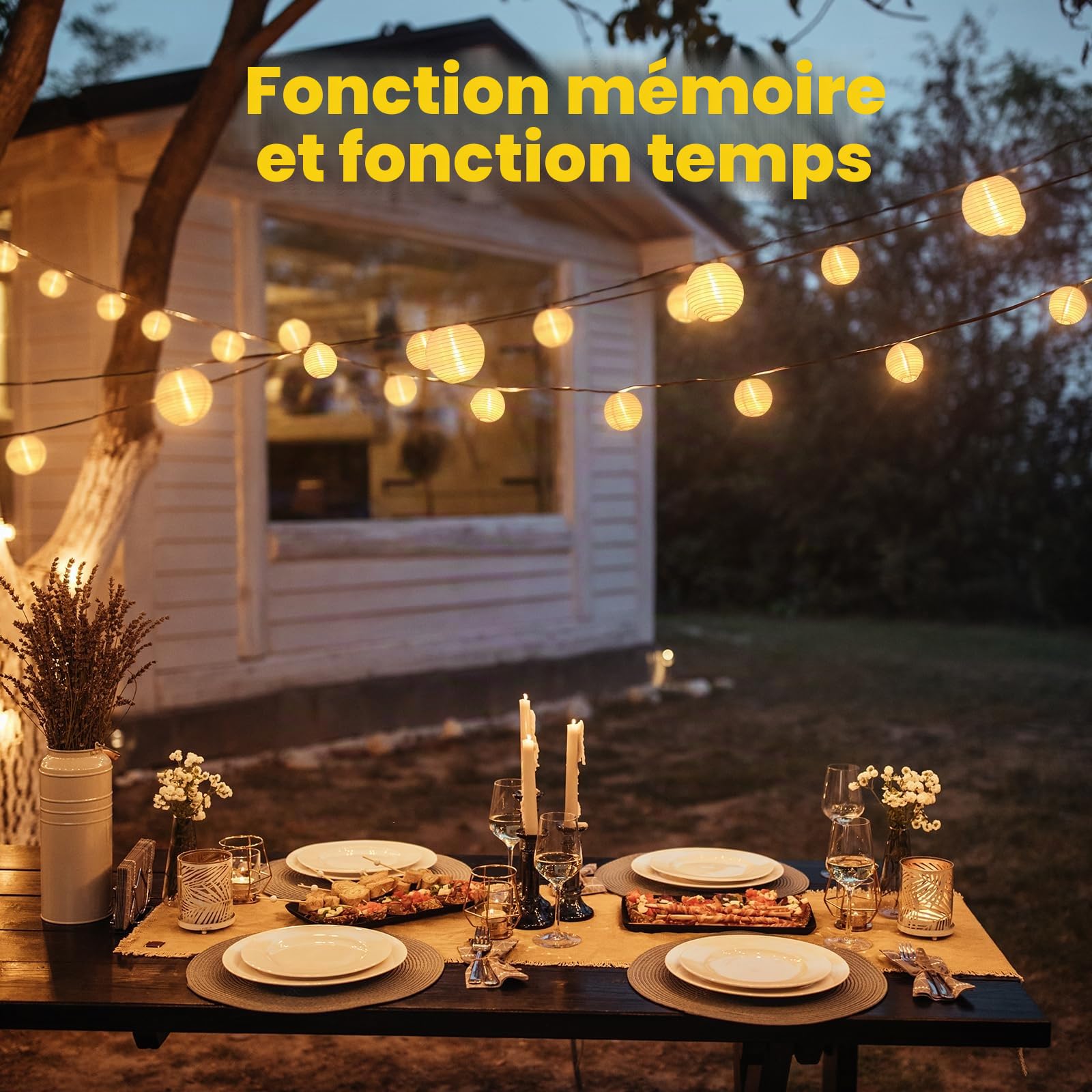 SALCAR Guirlande Lumineuse Lampion Lumineux 20M 80 LED, Lanterne d'extérieur Lumière Sécurité 31V, Étanche Décoration pour Jardin, Terrasse, Patio, Balcon, Noël - Blanc Chaud