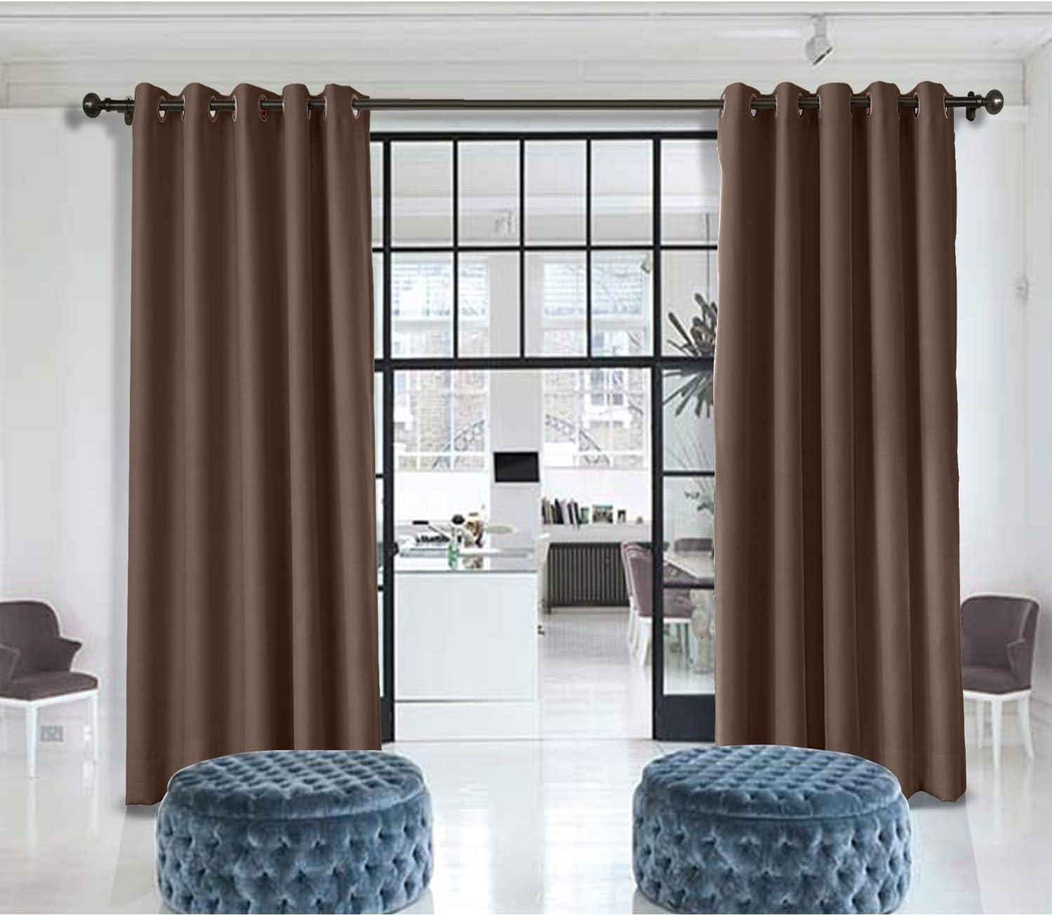 Macochico Extra Wide Room Divider Curtains Chocolate Thermal Insulated Home Decorations Blackout Privacy Curtains for Hospital Office Library Living Room 18ft Wide x 8ft Height (1 Panel)