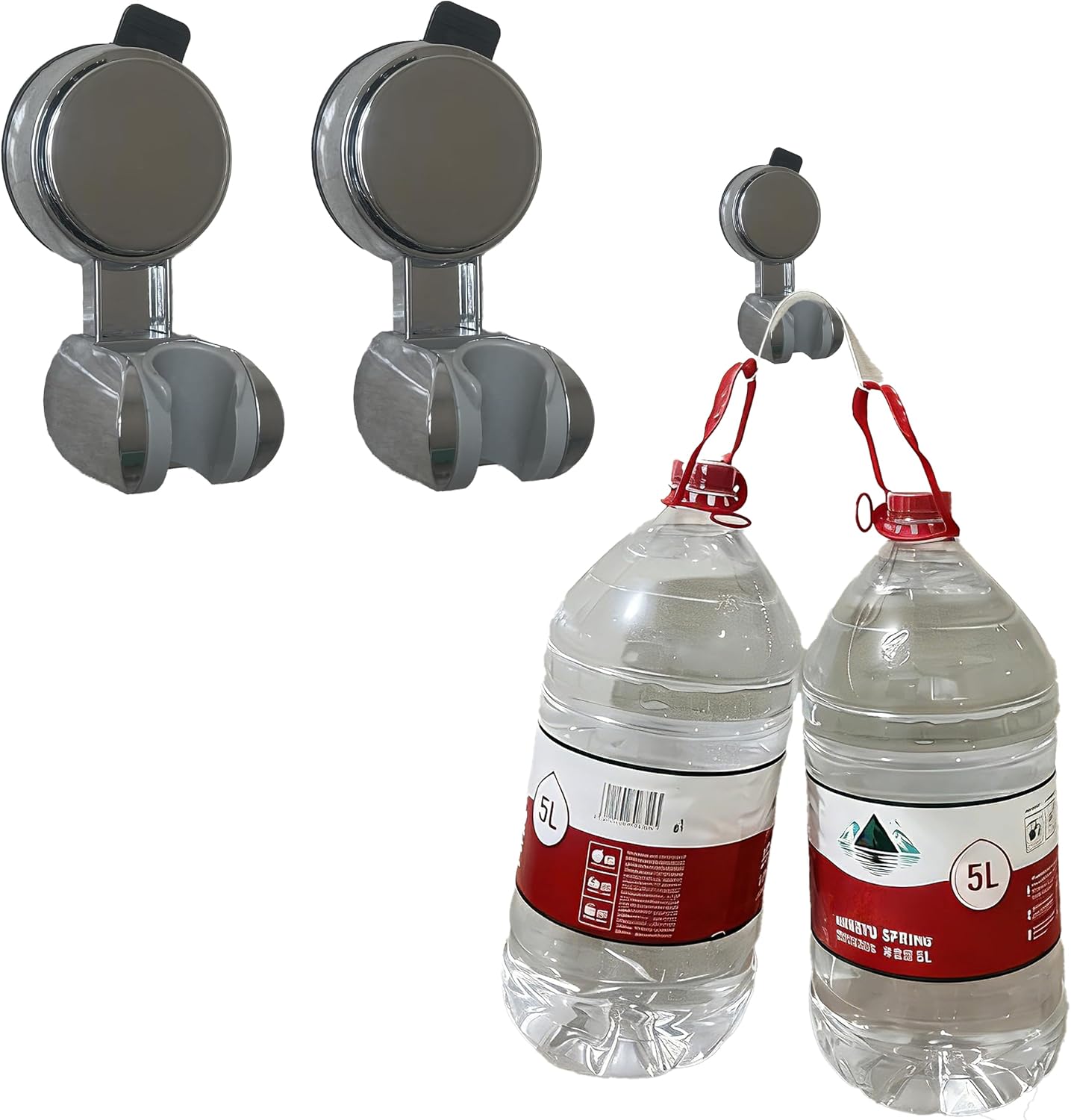 iooioo Suction Shower Head Holder, Relocatable Handheld Showerhead Holder, Withstand 20 LBS, Chrome,Silver (2 Pack)