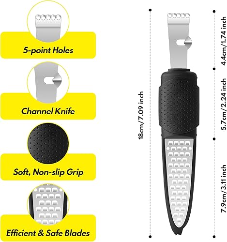 Miniatura 2 de Rainspire Herramienta Zester de limón con cuchillo de canal, herramienta Zester de cítricos de acero inoxidable, pelador de limón, ralladores para